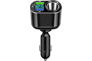 OUPDATE 186W Car Charger Cigarette Lighter Splitter 12V/24V Car Power Outlet with Dual 3.1A USB Fast Charging and Type C, USB C Port Power Adapter with LED Digital Display for Smart Phone iPad GPS Dash Cam