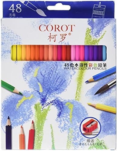 VIBRANT COLORS 48 Coloured Pencils For Adult Colouring, Rich Watercolour Pencils with A Sharpener, Brush &amp; BONUS Printable Colouring Book! Ready To Use Pre-Sharpened Pencils For Your Rich Experience.