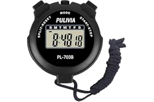 PULIVIA Reloj cronómetro digital con alarma de calendario y cronómetro, para entrenadores, natación, correr, entrenamiento, color negro