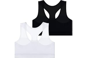 SINTEGE 2 Pièces Soutien-Gorge de Sport pour Filles Soutien-Gorge d'Entraînement de Sport Soutiens-Gorge de Sport sans Couture pour Adolescentes 9-14 Ans