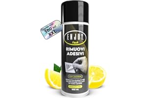 ENJOY TECH - Spray Rimuovi Etichette 500ml | Rimuove Adesivi, Residui di Colla e Silicone da Vetro, Plastica, Metallo e Legno | Sicuro su Superfici, Non Lascia Aloni | Professionale Made in Italy