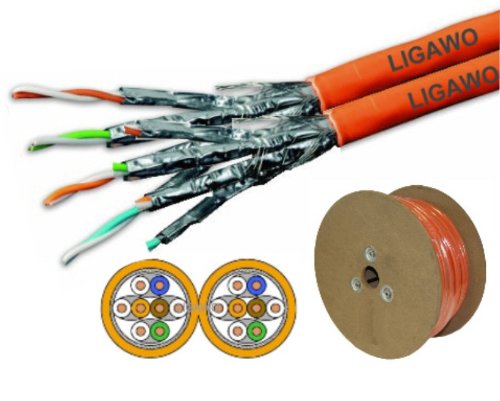 Ligawo Duplex Verlegekabel Cat7 100m – Duplex Netzwerk Cat.7 100m Installationskabel Netzwerkkabel 1200Mhz 10 Gigabit zum Anschluss an Netzwerkdosen und Patchpanels - 2