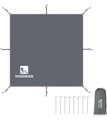 Mr Nomad ® Tenttapijt 3,0 x 2,5 m, hoogwaardig, blauw/grijs, gemaakt van polyethyleen, ideale tentvloer, inclusief draagtas, 4 T-haringen en 12 stalen grondpennen