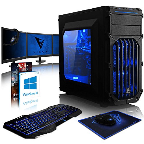 VIBOX Pyro GLR7TX-540 Komplett-PC Paket Gaming PC - 4,0GHz AMD Ryzen 1800X 8-Core CPU, GTX 1080 Ti, leistungsfähig, Desktop Gamer Computer mit Spielgutschein, 3x Dreifach 22" Monitor, Weiß Tastatur & Mouse, Windows 10, Rot Innenbeleuchtung, lebenslange Garantie* (3,6GHz (4,0GHz Turbo) AMD Ryzen 7-1800X Octa 8-Core Prozessor CPU, Nvidia GeForce GTX 1080 Ti 11GB Grafikkarte, 32GB DDR4 2133MHz RAM, 480GB SSD, 2TB Festplatte, EVGA 750w Netzteil, Storm Weiß Gehäuse, AM4 Mainboard)