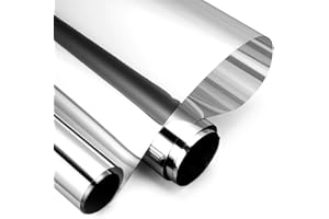 TYSIFUMU One Way Privacy Window Film, Silver Reflective Adhesive Window Film, Privacy Protection Glass Tint Sticker,Anti UV Heat Control Sun Blocker (silvery, 43x200cm)