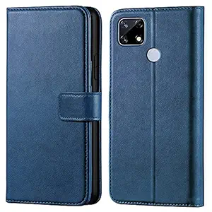 Coverage Vintage Leather Flip Cover for Realme RMX2180 / Realme C15 - Attractive Blue