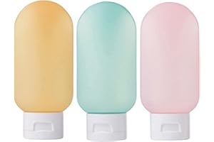 ZHIHUITL Set di bottiglie da viaggio,3 pezzi flaconi da viaggio in plastica,Portabottiglie da viaggio portatile,Riutilizzabili Comprimibili,per articoli da toeletta da viaggio(60ml)
