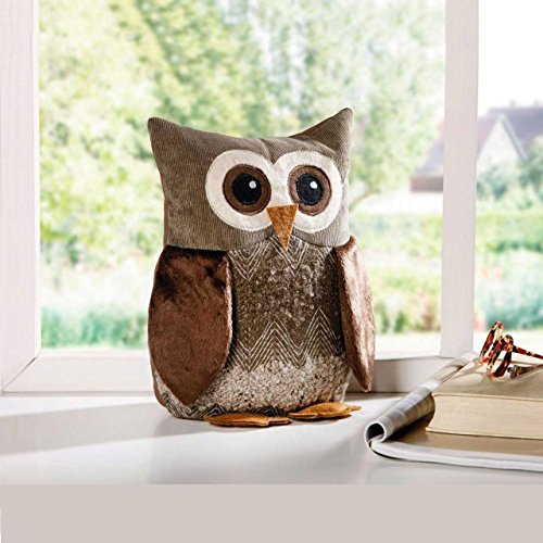 Türstopper Eule „Egon“, Deko Eule, weicher Cord-, Chenille- und Teddystoff, harmonische Braun- und Naturtöne, schwere Füllung, 100% Polyester, Höhe 25 cm - 2