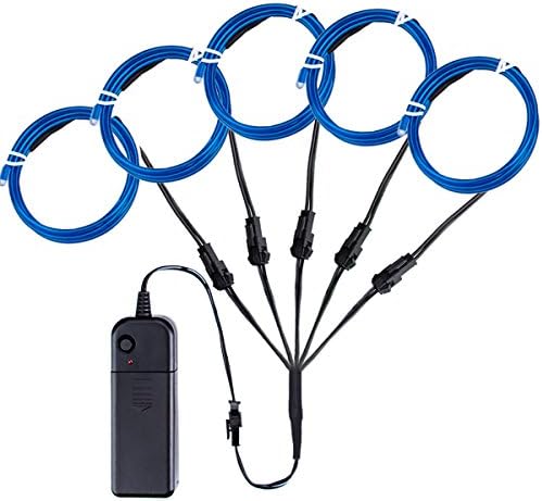 El Wire Blue Kit, Ticoze Neon Lights EL Wire 4 Modes Battery Operated for Party Indoor Outdoor Decoration, 5 by 1-Meter (Blue)