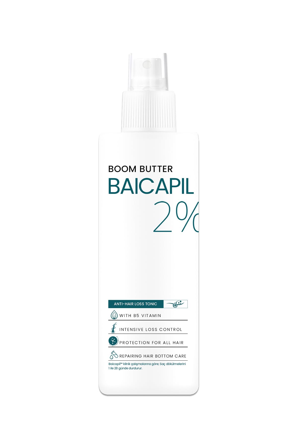 Boom Butter Baicapil İçerikli Dökülme Karşıtı Saç Bakım Toniği, Saç Güçlendirici & Yoğun Besleyici, Saç Dökülmesine Karşı Etkili, Bitkisel Kompleks, 150 ML