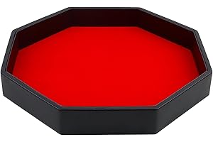 Gesserit Large Dice Tray - Felt Lined PU Leather Octagon Dice Tray for Dungeon Crawler Games, Red