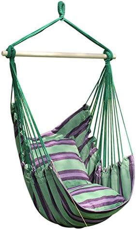 Hanging Rope Chair, Anteer Swing Hanging Hammock Chair with Two Cushions for Indoor, Outdoor, Garden, Patio, Porch, Picnic (Purple)