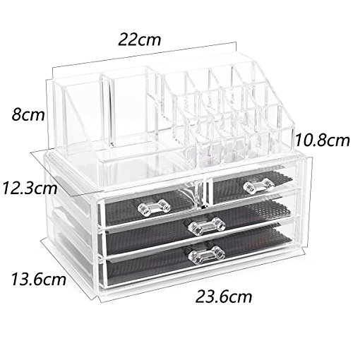 MJARTORIA Acryl Kosmetik Organizer Make Up Aufbewahrung Ordnungsständer Schubladenbox 4 Stücke Sortierkasten - 3