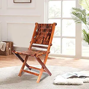 Naayaab Craft Sheesham Wood Foldable Chair, Handcrafted & Handmade Folding Chair, Modern Design Wooden Chair for Home D cor - (14 x 15 x 32 inch) - Brown