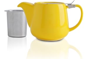 VIVILINEN Teiera con Infusore Rimovibile e Coperchio in Metallo da 550ml, Teiera in Ceramica per Tè in Foglia e Tè Sfuso