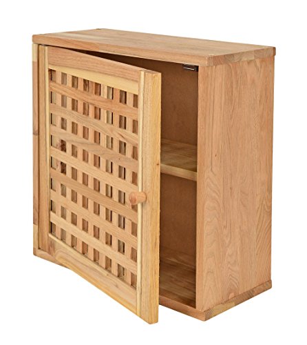 Medizinschrank Badschrank Badregal aus massivem Walnussholz Gitterdesign Arznei Schrank - 2