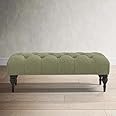Homevibes Storage Zeno Ottoman with Hidden Compartment, Rectangular 2 Seater Ottoman, Living Room Furniture, Storage Ottomans for Office, Bedroom, Living Room (Ivory) (Green)