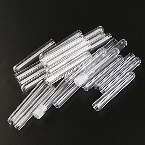 NUOLUX Reagenzgläser kunststoff 5ml Kunststoff Reagenzgläser Geschenk Beispiel Lab Röhren mit Caps 25 ST (Transparent) - 2
