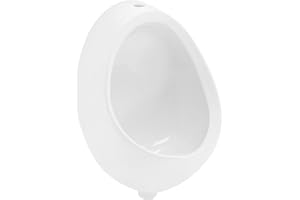 ECD Germany Urinal inlopp ovanifrån Vit, Keramiskt kiselbäcken av hög kvalitet, Urinal i modern design, 35 x 42 x 30 cm, Rund, Spolad kant Stängd, Avlopp bakåt, WC-urinal Sugurinal Bäcken