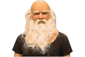 XIXIMAON Adulto Navidad Santa barba peluca sombrero conjunto Santa Claus traje lujo látex mascarilla valor realista casco