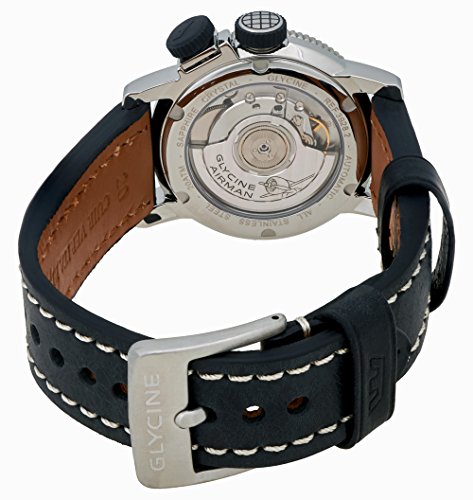 Glycine Airman 18 Sphair Automatic GMT World Timer Steel Mens Strap Watch 3928.191 LB9B