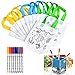 Produktbild Queta Tasche zum bemalen für Kinder 12 X DIY Graffiti Taschen und 8 X Textilstifte und 1 X DIY Vliesstoff Stifthalter Perfekt DIY Geschenkideen Non-Woven-Tasche zum selber bemalen