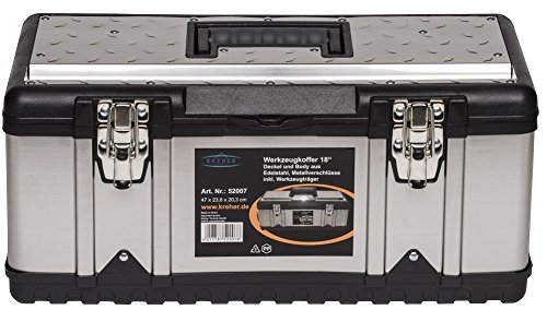 Professionelles Werkzeugkoffer Set: 2 xPROFI 18 mit Korpus aus Edelstahl, robustem Kunststoff-Rahmen und herausnehmbaren Werkzeugträger, Abläng – Vorrichtung im Deckel, zwei abschließbare Metallverschlüsse, Maße eines Koffers BxTxH: 47 x 23,8 x 20,3 cm - 2