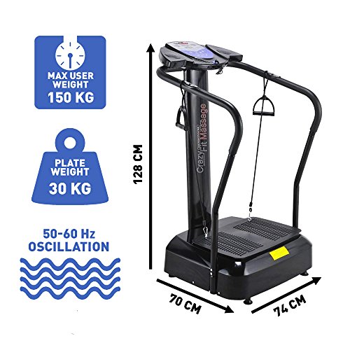 VIBRATIONS PLATTE Vibrationstrainer Crazy Vibrations Massage – 3900W Vibrations Platte Gewichtsverlust Maschine 180 Schrittweise Geschwindigkeits Einstellungen - 3