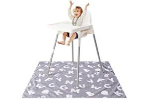 Winthome Tappetino Seggiolone Bimbi Impermeabile e Antiscivolo- Tappeto Bambini Pulisce Facilmente, Tappeto per la Pappa Pieghevole, Tappeto Svezzamento Proteggere il Pavimento, 110x110cm