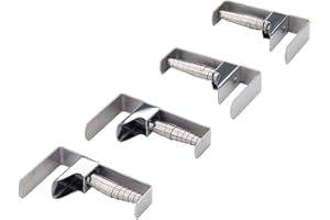 Fackelmann 61503 Lot de 4 Pinces à Nappe, Pinces-Nappe Extérieur Inoxydable, Fixe-Nappe Professionnelle à Ressort, Clips à Nappe, Acier Inoxydable, Argent, 7,4 x 1,6 x 4,5 cm