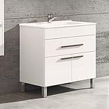 #rsin01 CONJUNTO DE BAÑO VEGA 60 CM, MUEBLE + ENCIMERA CERAMICA (2, BLANCO)