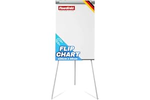 ‎FLOORDIREKT Floordirekt Flipchart mit Dreibein, Blockhalter & Seitenarmen - magnetisch & beschreibbar - freistehend & höhenverstellbar - Whiteboard Tafel Magnettafel - Board mit Ablageschale (Coyote)