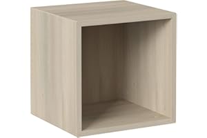 Iconico Home QBE Cubo de Pared con 1 Compartimento, Madera de ingeniería, Roble