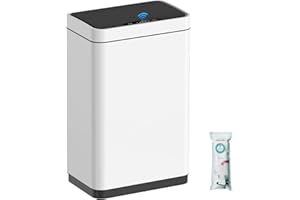 Mbillion Sensor Bin Touchless Kitchen Bin 50L Automatic Motion Sensor Trash Can Stainless Steel Smart Trash Bins with Lid Rectangular Touchless Garbage Bin for Kitchen Bedroom Home Office White