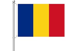 HOLLYLIFE 5ft x 3ft Romania Flag 90 * 150cm Romanian National Flag with Two Brass Grommets Large of Romania for Festival Party Sport Events Gardens Home Indoor and Outdoor Decoration