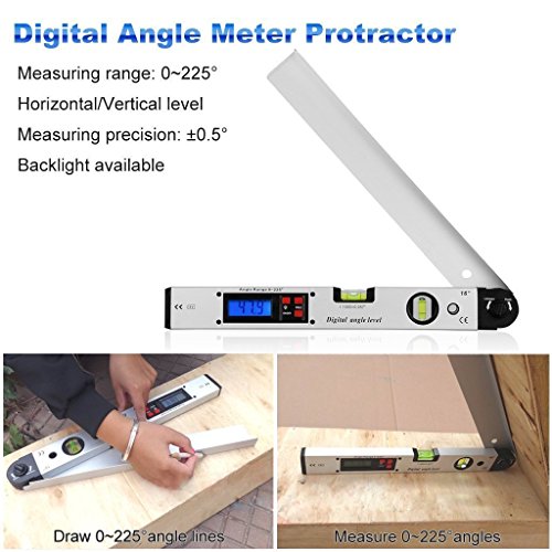 AGPtek 400 mm/40,6 cm Digitaler Winkelmesser, Miter Finder Wasserwaage Werkzeug Mit LCD-Display, Aluminium Winkel Level Slope Finder Vertikal Horizontal Dual Spirit Level 0 ° -225 ° Mit Bein Verlängerung Und Fall - 9