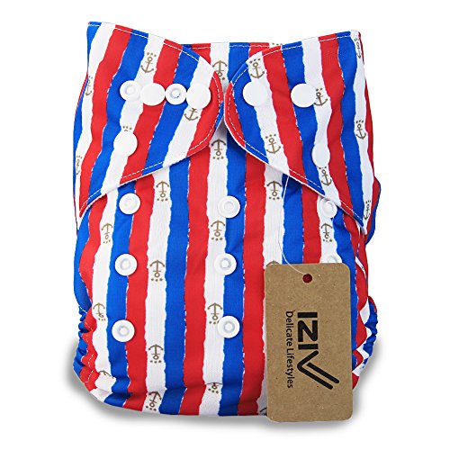 iZiv(TM) Newborn Organic Infant Waterproof/Adjustable/Reusable/Washable Pocket Cloth Diaper Fit Babies 0-3 Years(Stripe)