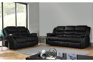 DProT Recliner Sofa Leather bonded Reclining Lazyboy Sofa Suite Sofas Chair 3 2 or 1 (2 Seater + 3 Seater Sofa)