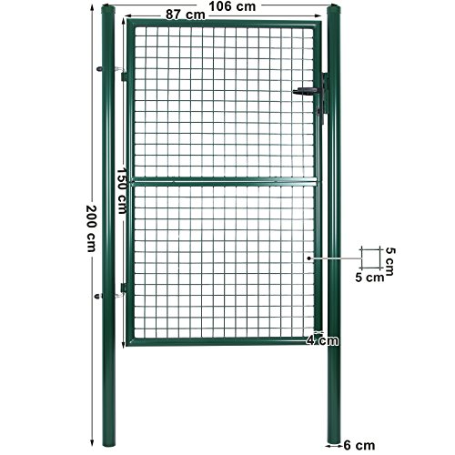 Songmics Gartentür Gartentor Wellengitter Tür Inkl. Schloss 150 x 106 cm GGD200G - 3