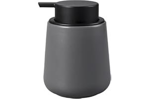 Umlaca Grey Lotion Dispenser - Modern Ceramic Soap Dispenser Bathroom 12 oz Bottles Lotion Hand Pump Dispenser Black Pump Dish Liquid Dispenser for Kitchen Hand Wash Dispenser
