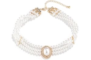 BSLVWG Wedding suite Pearl choker collar 4 filas choker Simulación perla chapado en rodio elegante encanto collar femenino multicapa gargantilla cadena redonda