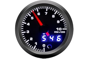 Supmico Universal Car Truck 52mm Tacho Tachometer Gauge Meter Kit RPM 7 Color LED Light Pointer Dial Digital Dual Display Indicator Electronic