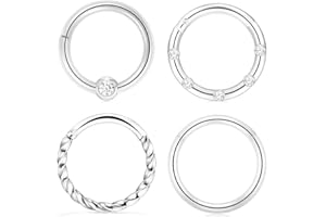 Crdifu 4 Aro de Nariz Acero Quirúrgico 8mm Pendientes Labio Septum Tragus Anillo Segmento Bisagra 16G Piercing