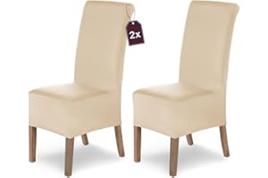 ‎SH SCHEFFLER-HOME LIVE HOMESTYLE SCHEFFLER-Home Stuhlhussen 2er Set Lena Creme/elastische und langlebige Hussen für Stühle/Robustes Freischwinger Hussen Set/Stuhlhussen Stretch/Stuhl Hussen waschbar