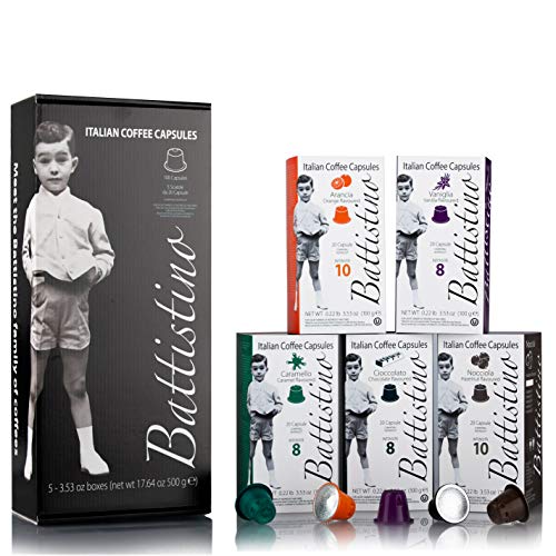 BATTISTINO DEGUSTAZIONE AROMI - 100 capsule compatibili Nespresso ® - NOCCIOLA - CIOCCOLATO - CARAMELLO - VANIGLIA - ARANCIA - Torrefazione Caffè Michele Battista