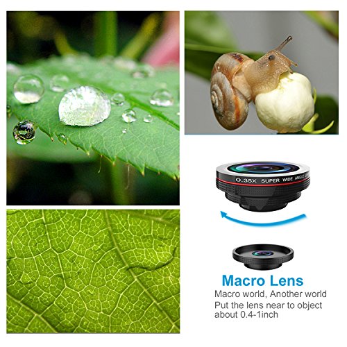 oldshark? 3 in 1 Clip Kits 180 Grad Fischaugen Objektiv + 0,65 x Weitwinkel + 10 x Macro Objektiv für iPhone iPad Samsung Blackberry und die meisten Handys Schwarz - 4