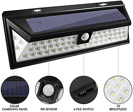 54 LED Security Outdoor Waterproof Solar Lights Solar Lights with 120 – 180 Degree Wide Angle Motion Sensor Outdoor Garden Lighting The Pavements [Ultra]