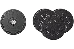 FEIN (MULTIMASTER) Fein Schleifset (runde Form, Aufnahme Starlock Plus, gelochte Ausführung, 1x Schleifteller, Je 2X Schleifblätter Korn 60, 80, 180) 63806195210