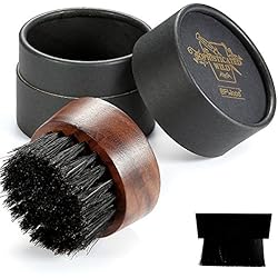 BFWood Brosse à Barbe Poil de Sanglier ronde avec boitier