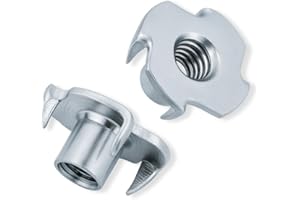 HEXATON Dadi a Griffe M8 x 11 mm - 50 Pezzi - Acciaio Zincato - Dadi a T con 4 Griffe per Legno Falegnameria e Montaggio Mobili